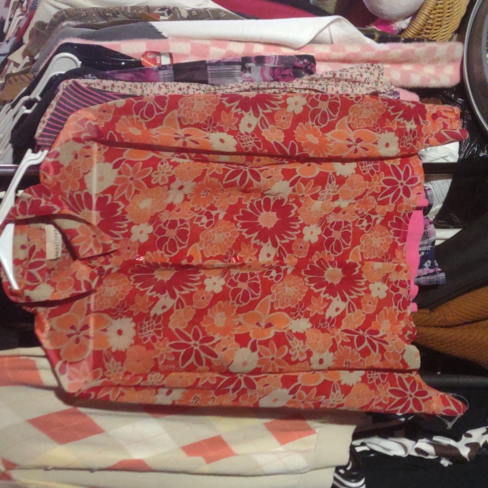 Floral Red and Orange Blouse